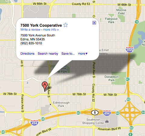 Map to 7500 York Cooperative